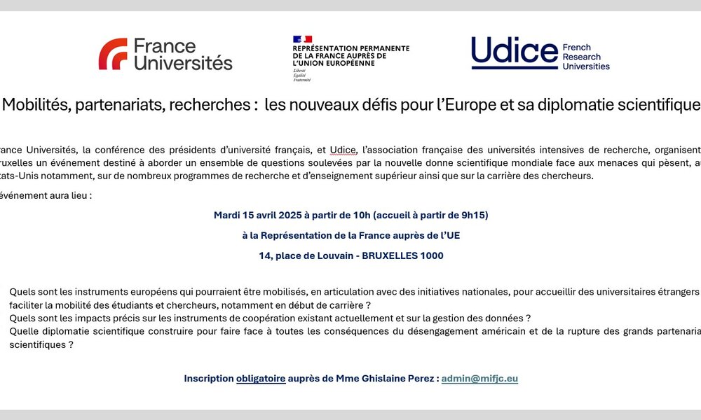 Event on 15.04 – Mobility, partnerships, research: New challenges for Europe and its scientific diplomacy