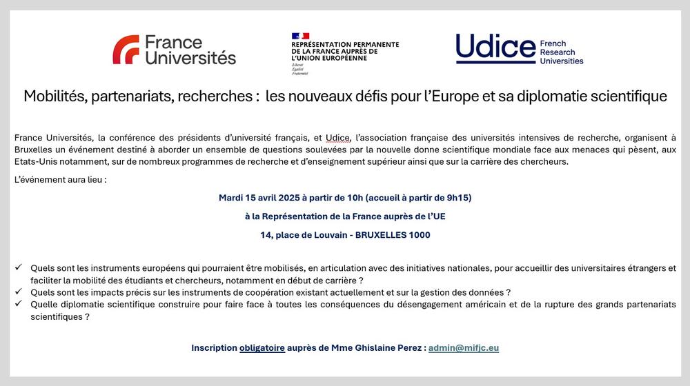 Event on 15.04 – Mobility, partnerships, research: New challenges for Europe and its scientific diplomacy