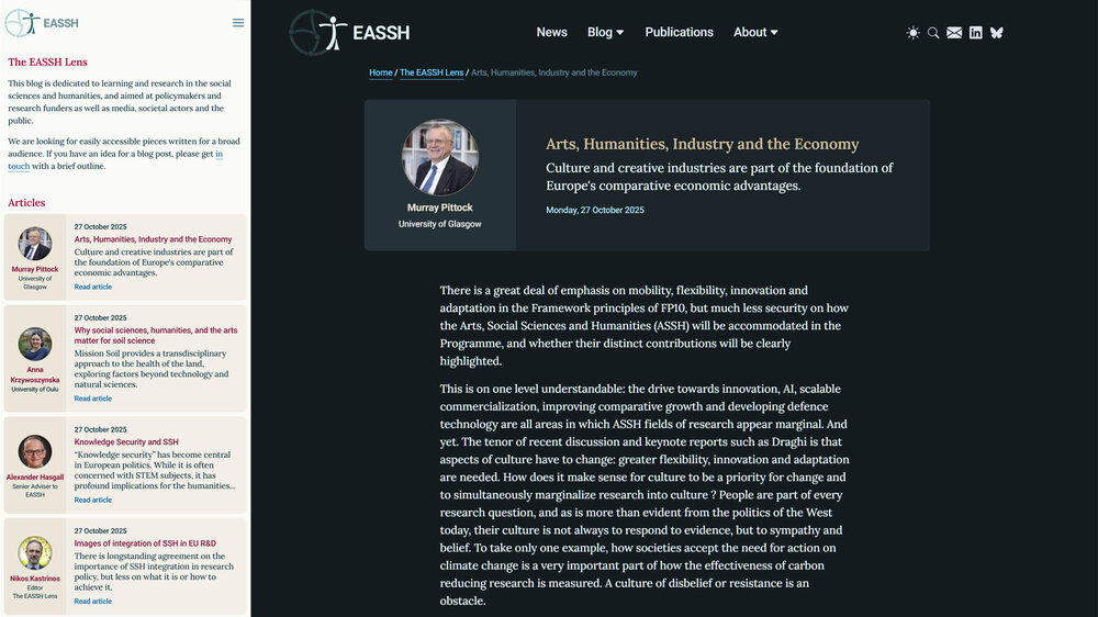 Screenshot of the EASSH Lens blog